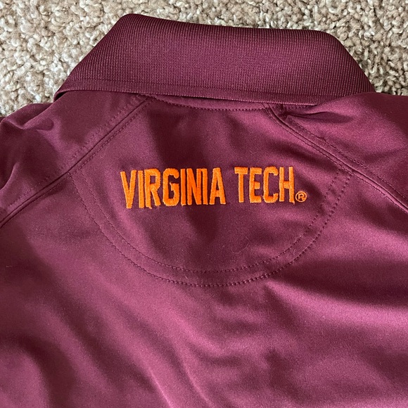 Champion Elite Polo Shirt NCAA Virginia Tech Hokies Mens Large S Maroon Orange - Picture 4 of 6